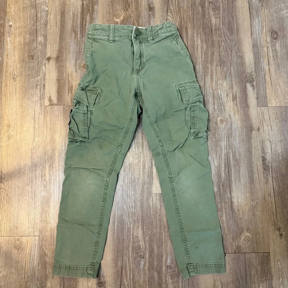 Gap Kids Boys Olive Green Ripstop Cargo Pants Slim Fit Size 8 Slim Utility